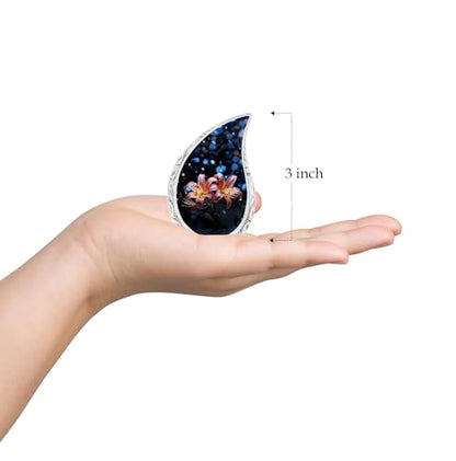Lilies Aglow with Mystical Light - Teardrop Mini Urns for Adult Men's Ashes - 3 Inch, 2 Pcs - size: Keepsake-2