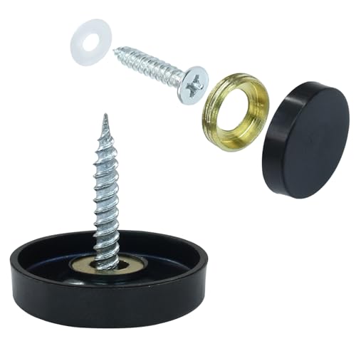 Decorative Mirror Screws, 12 Pack, 25mm Caps, Black - size: 25mm-12 Pack-Black