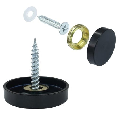 Decorative Mirror Screws, 12 Pack, 25mm Caps, Black - size: 25mm-12 Pack-Black