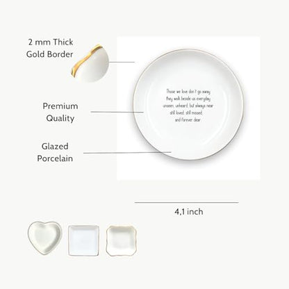 Customized Circle Ring Dish, White Ceramic Memory Dish, Trinket Storage For Sympathy, Grief Gift, Friendship Family, Pet Sympathy - Those We Love Don't Go Away - color: Sympathy 2