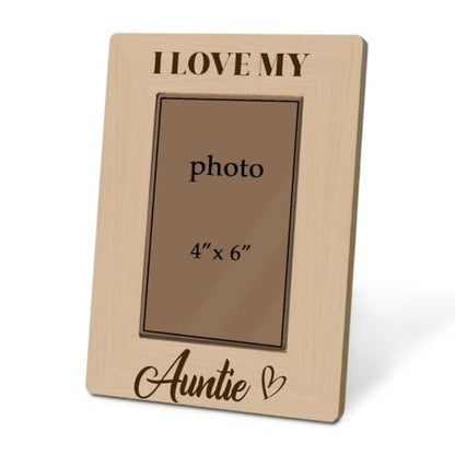 I Love My Auntie Picture Frame 4x6, Farmhouse Wooden Aunt Photo Frame, Aunt Gifts from Niece Nephew, Best Auntie Birthday Christmas for Aunts, Holds(A01) - color: color01