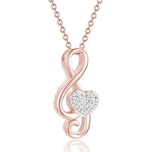 Music Note Urn Ashes Pendant Rhinestones Memorial Keepsake Jewelry Ash Keepsake Holder Memorial Jewelry for Women - color: Rose Gold