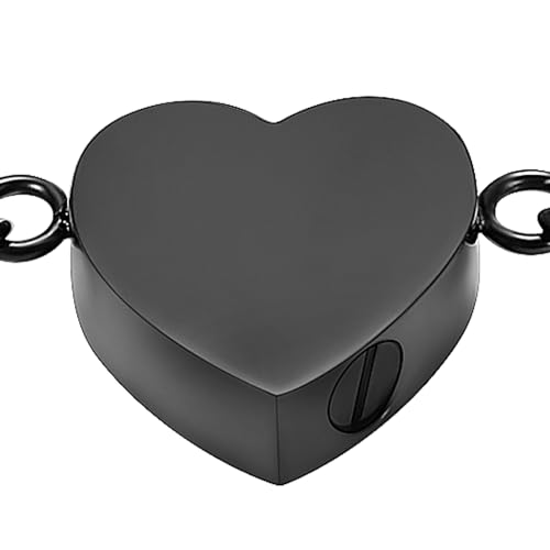 Oinsi Heart Urn Bracelet for Ashes, Cremation Jewelry Leather Bracelets for Men Women, Memorial Jewelry With Filling Kits - color: Black