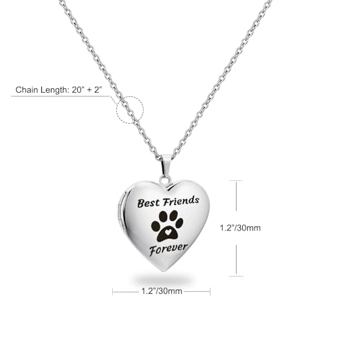 PHOCKSIN Personalized Locket Necklace for Women Photo Necklace with Customized Picture Birth Flower Birthstone Customizable Birthday Gifts - color: #14 Heart Silver Dogfriend