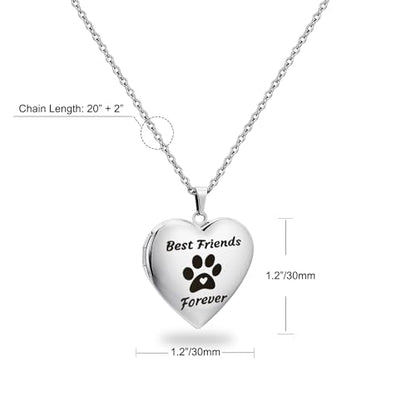 PHOCKSIN Personalized Locket Necklace for Women Photo Necklace with Customized Picture Birth Flower Birthstone Customizable Birthday Gifts - color: #14 Heart Silver Dogfriend