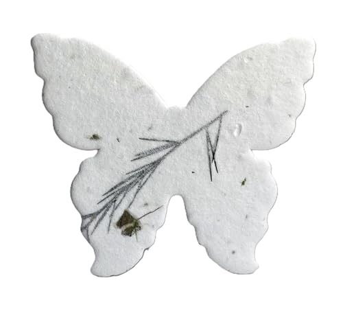 Of The Earth Handmade Paper - Wildflower Seed Paper Butterfly Shape - Large 3" - Set of 24 (36s Fern & Chard) - color: 36s Fern & Chard