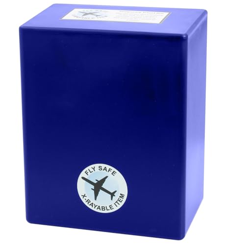CarrySafe TSA-Approved Travel Urn Kit – Personalized Temporary Cremation Urn for Human Ashes – Airline Friendly, 200 Cu in, Blue Plastic with Travel Box - color: Blue