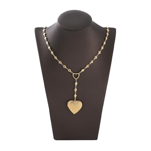 Personalized Heart Locket Necklace for Women Stainless Steel- Heart Necklace - color: Gold-B