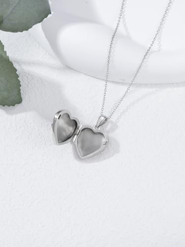 Midari Personalized Heart Locket Necklace That Hold 2 Pictures 925 Sterling Silver Oxidized Photo Necklace Memory Custom Photo Lockets Necklaces Jewelry Gifts for Family Women Lover Mom Dad - color: Book Lover, style: Locket+Photo+Text