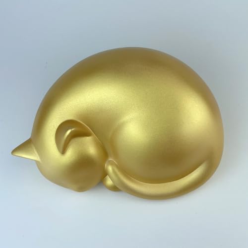 Sleeping Cat Memorial Urn,Cremation Keepsake (Yellow) - color: Yellow