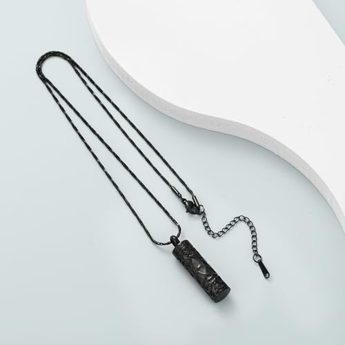 Imrsanl Celtic Knot Cremation Jewelry for Ashes Stainless Steel Cylinder Urn Necklace Memorial Pendant Human Pet Ashes Holder Keepsake for Women Men - color: Black