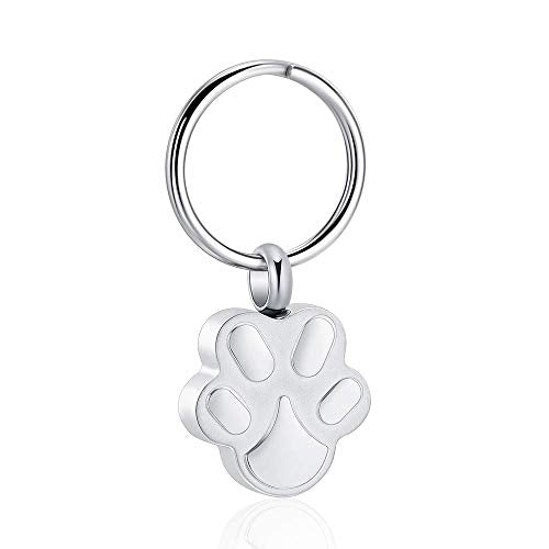Dog Cat Paw Print Cremation Jewelry Pet Urn Necklace for Ashes Animal's Ashes Pendant Memorial Keepsake Jewelry - color: keyring