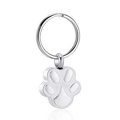 Dog Cat Paw Print Cremation Jewelry Pet Urn Necklace for Ashes Animal's Ashes Pendant Memorial Keepsake Jewelry - color: keyring