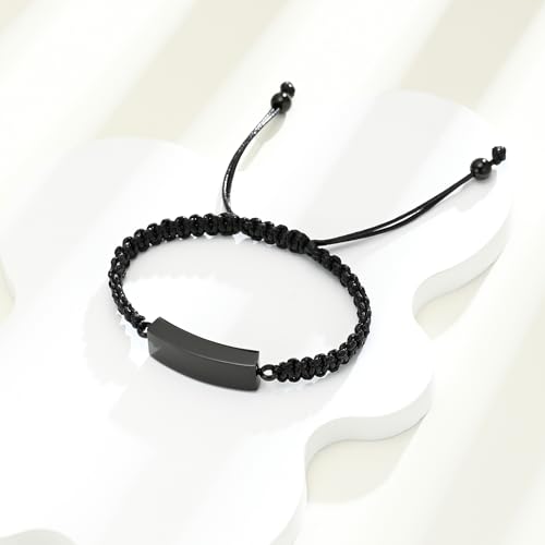 Cuban block Urn Bracelet for Ashes Cremation Jewelry Stainless Steel Memorial Locket Keepsakes Jewelry Braided rope Urns Bracelet for Men Gifts - color: Black
