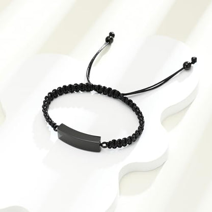 Cuban block Urn Bracelet for Ashes Cremation Jewelry Stainless Steel Memorial Locket Keepsakes Jewelry Braided rope Urns Bracelet for Men Gifts - color: Black
