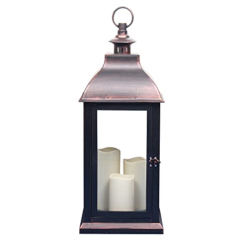 1Pack Decorative Lantern 24.80" H with Dancing Flame LED Timer Candle,ON/Off/Timer LED Candle with 6hours,Hanging Lantern for Outdoor Garden/ Indoor Use. - size: Square-giant 24.80"H