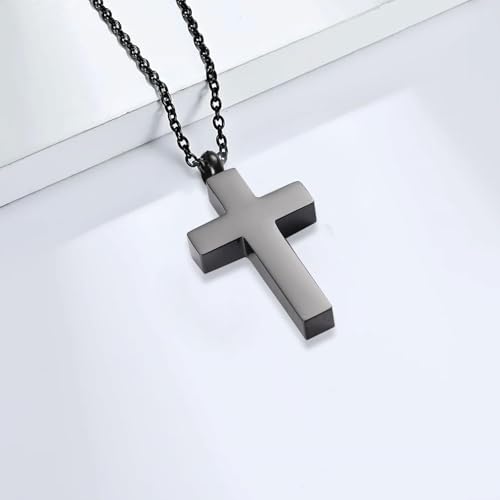 Cross Urn Necklace for Ashes for Men Women Cremation Jewelry Urns Locket Pendant Ashes Holder Memorial Jewelry-Always in My Heart - color: Always in My Heart,3pcs Black