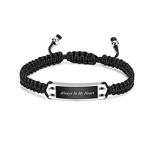 zeqingjw Cremation Bracelet for Ashes Adjustable Cremation Urn Bracelet Bangle for Ashes Stainless Steel Memorial Ashes Keepsake Jewelry for Men Women - color: Always in my heart -Black 2