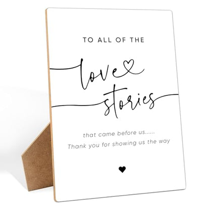Generations of Love Wedding Table Sign, To All The Love Stories That Came Before Us, Wedding Signs for Reception, 8×11" Wooden Sign With Stand for Bridal Shower, Engagement, Wedding Shower Decorations - style: To All The Love Stories