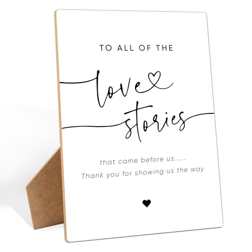 Generations of Love Wedding Table Sign, To All The Love Stories That Came Before Us, Wedding Signs for Reception, 8×11" Wooden Sign With Stand for Bridal Shower, Engagement, Wedding Shower Decorations - style: To All The Love Stories