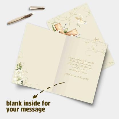 Religious Sympathy Card with Bible Verse, Christian Condolence Cards for Loss of Loved One, Faith Based Bereavement Gift, Deepest Sympathy Greeting Card for Family Friend Coworker - color: Religious Sympathy