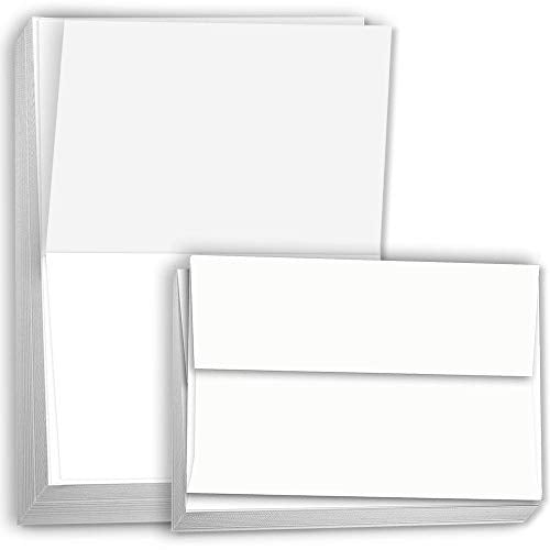 Hamilco White 80lb Cover Heavy Folded 5.5x8.5 Cardstock & Envelopes (100PK) - size: 100 Cards and Envelopes