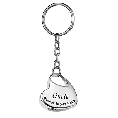 Uncle Forever in My Heart Stainless Steel Memorial Keepsake Urn Keychains Cremation Jewelry for Ashes - color: Uncle