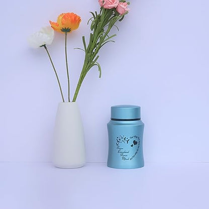 4.5 Inches High Small Urn for Human Ashes Stainless Steel Mini Cremation Urn Small Keepsake Urn Memorial Ashes Container-Blue - size: Heart-Blue