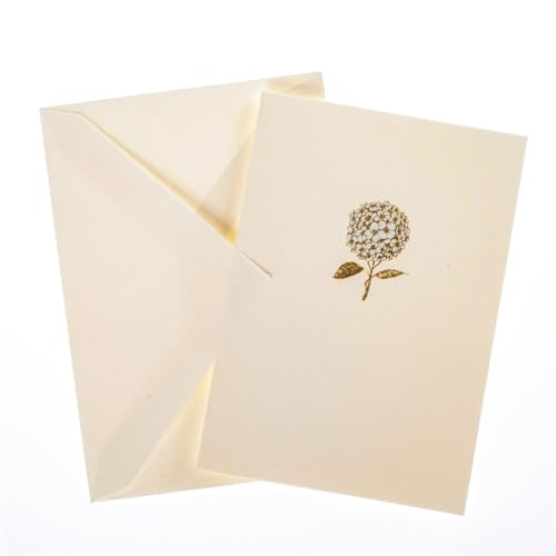 Graphique Hydrangea La Petite Presse Boxed Notecards - 10 Embellished Gold Foil Blank Cards with Matching Envelopes and Storage Box, 3.25" x 4.75" (L1346CB) - color: Bouquet