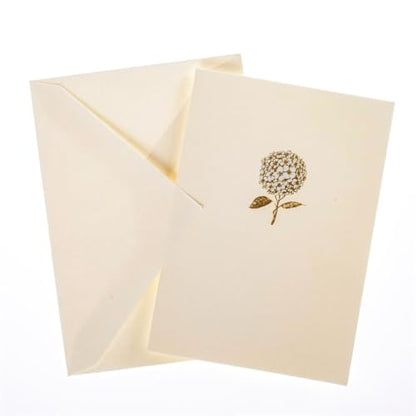 Graphique Hydrangea La Petite Presse Boxed Notecards - 10 Embellished Gold Foil Blank Cards with Matching Envelopes and Storage Box, 3.25" x 4.75" (L1346CB) - color: Bouquet