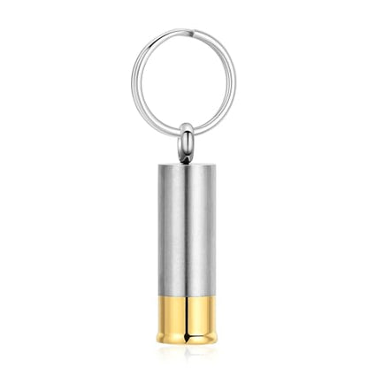 Oinsi Shotgun Shell Cremation Jewelry Urn Necklace For Ashes Of Loved Ones -Dad/Mom/Son/Grandma/Grandpa Cylinder Memorial Locket Pendant Necklace - color: Blank (Keychain)
