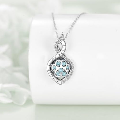 Butterfly/Dragonfly/Pet Paw/Tree of Life/Maple Leaf/Cross Urn Necklace for Ashes 925 Sterling Silver Cremation Pendant Jewelry Gifts for Women Mom - color: Paw-March