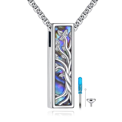 Urn Necklace Ashes 925 Sterling Silver Cremation Pendant Memorial Ashes Abalone Shell Pendant Jewelry Gift for Women Men - style: Tree of Life