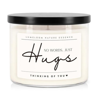 LUMELOOM Sympathy Gift for Loss of Loved One, 14.5oz 3-Wick Lavender Candle | Memorial Gifts, Miscarriage Gifts for Mothers, Bereavement Condolence Grief Presents for Women, No Words Just Hugs Candle