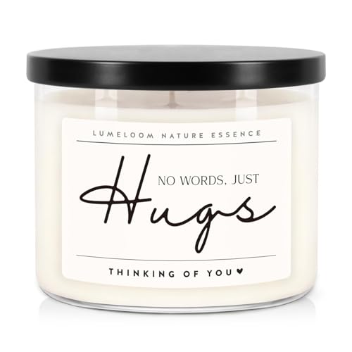 LUMELOOM Sympathy Gift for Loss of Loved One, 14.5oz 3-Wick Lavender Candle | Memorial Gifts, Miscarriage Gifts for Mothers, Bereavement Condolence Grief Presents for Women, No Words Just Hugs Candle