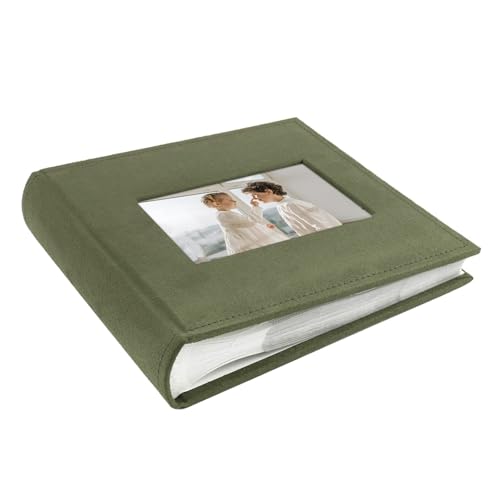 Photo Album Hold 200 4x6 Photos with Front Window for DIY (Grass Green) - color: Grass Green