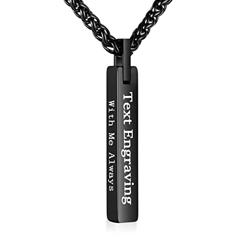 Dletay Urn Necklace for Ashes Stainless Steel Cremation Jewelry for Ashes Memorial Ash Necklace for Men Women Ash Holder Black - color: With Me Always-Black, style: Customize