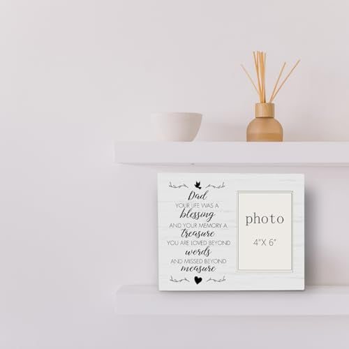 Dad Memorial Picture Frames, Memorial Photo Frame for Loss of Father, Sympathy Bereavement Gifts, Remembrance of Father, Dad Loss Condolence Gift (4x6 Inch Photo) - color: loss of dad