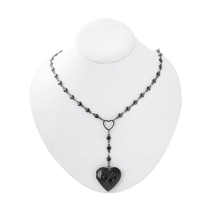 Personalized Heart Locket Necklace for Women Stainless Steel- Heart Necklace - color: Black-C