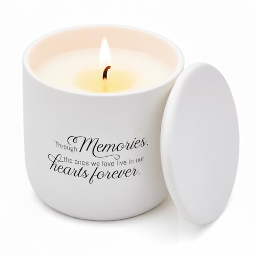 Sympathy Candle for Loss of Loved One - Through Memories Memorial Gift - Midnight Jasmine & Vanilla - 40H Soy Wax Remembrance, Bereavement, Grief & Condolence Keepsake Jar Present