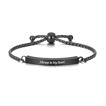 Urn Bracelet for Ashes Cremation Jewelry Braided Rope Adjustable Bangle Stainless Steel Memorial Bracelets Ash Holder Keepsake Jewelry-Always in My Heart - color: C-Black