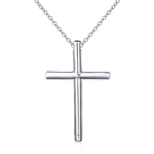 S925 Sterling Silver Urn Ashes Keepsake Cremation Memorial Necklace Jewelry - style: Cross Urn.