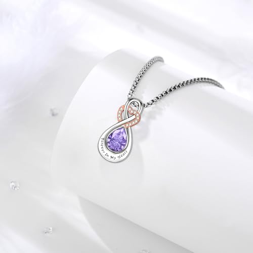 Infinity Urn Necklace for Ashes Sterling Silver Heart Moonstone Turquoise Birthstone Keepsake Memorial Cremation Jewelry for Women - style: Infinity A-06-Jun-Alexandrite