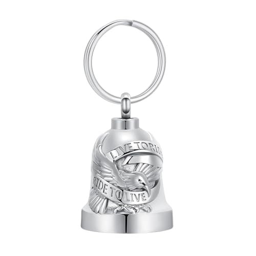 Eagle Love Cremation Keychain Bell Urn Necklaces for Ashes Keepsake Ash Pendant Memorial Urn Keychain Jewelry - color: B-silver