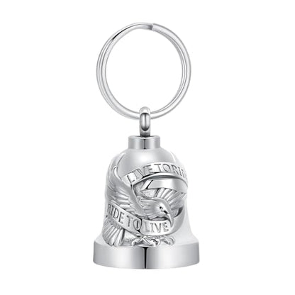 Eagle Love Cremation Keychain Bell Urn Necklaces for Ashes Keepsake Ash Pendant Memorial Urn Keychain Jewelry - color: B-silver