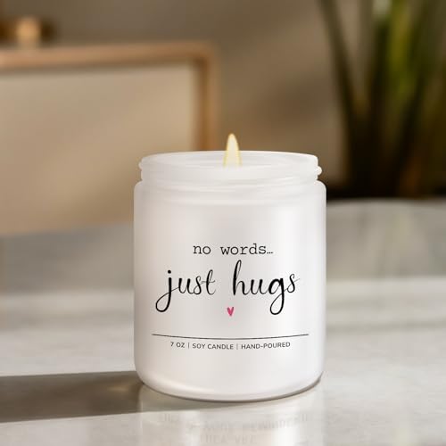 Sympathy Gifts for Loss of Loved One, No Words Just Hugs Candle, Lavender | Memorial Gifts, Bereavement Gift, Grief Think of You Condolence Get Well Gift, 7oz Lavender Scented Soy Wax Candle - color: Off-White