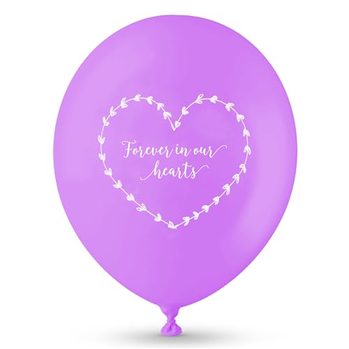 ANGEL & DOVE 25 Rainbow Funeral Balloons 'Forever In Our Hearts' Biodegradable - for Memorial, Celebration of Life