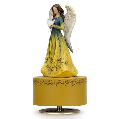 Music Box, Guardian Angel Musical Box Figurine Holding Heart, Sculpted Hand-Painted Music Boxes Figures Wind Up Angel Musical Boxes for Women Girls in Christmas Birthday Anniversary - color: Angel Figurines Dove