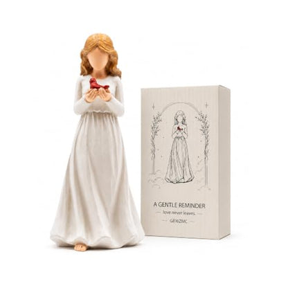 Angel Figurine, Cardinal Gifts for Loss of Loved One | Hand-painted resin angel with red cardinal bird, thoughtful memorial & grief sympathy gift for women, home decor