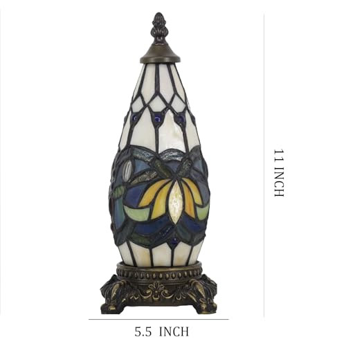 Small Tiffany Stained Glass Table Lamp 5.5X11 Inch (Blue Lotus) - color: Blue Lotus